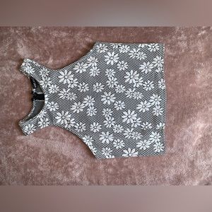 Wet Seal Floral Gray and White Racerback Zip-up Tank Top 🌟